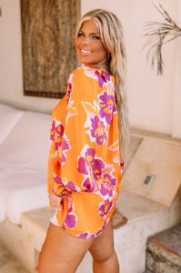 Pineapple Whip Shift Top In Orange Curves sold by Impressions