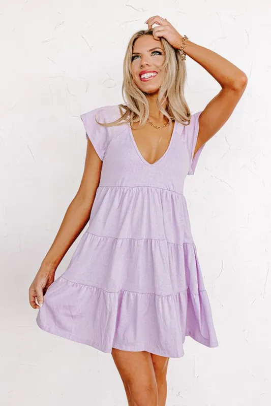 Calm Retreat Babydoll Dress In Lavender sold by Impressions