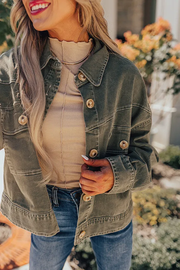 Fact Or Fiction Denim Jacket In Olive sold by Impressions product image thumbnail 4