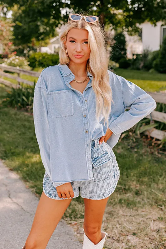 Casual Setting Chambray Button Up in Light Wash sold by Impressions