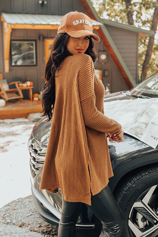 Bonfire Date Waffle Knit Tunic In Camel sold by Impressions product image thumbnail 4
