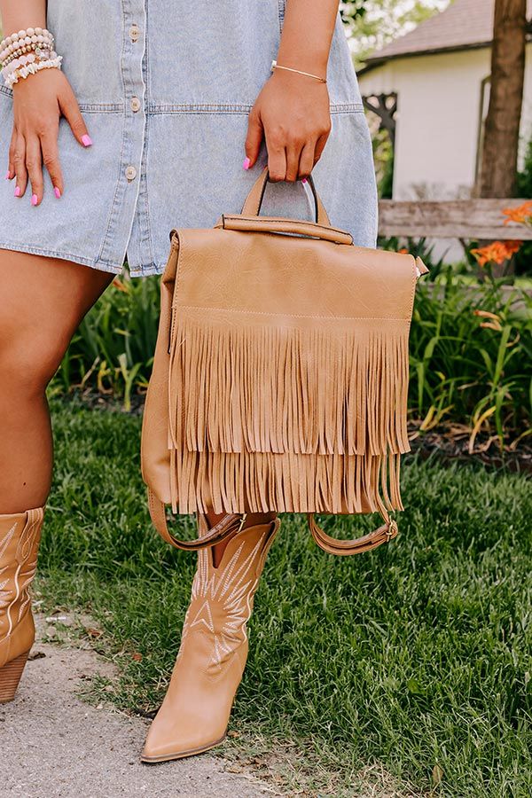 Travel To Europe Fringe Backpack In Camel sold by Impressions product image thumbnail 2