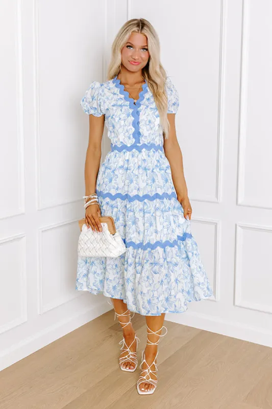 Garden Party Ready Floral Midi in Sky Blue sold by Impressions