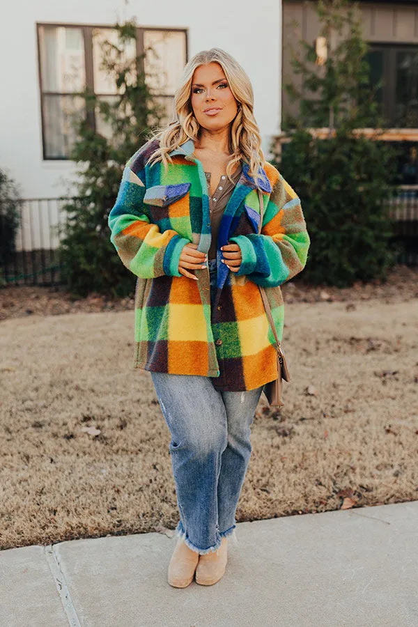 Apple Cider Delight Plaid Jacket In Blue Curves sold by Impressions product image thumbnail 2