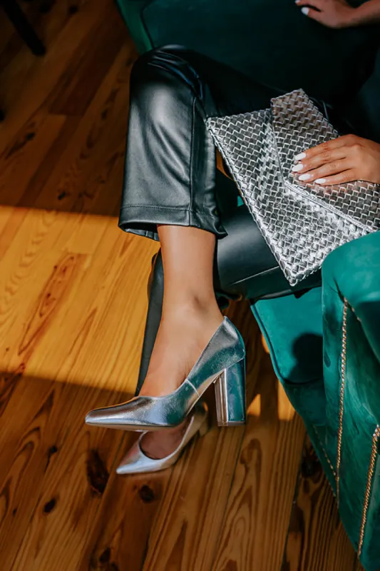 The Ariadne Metallic Heel In Silver sold by Impressions