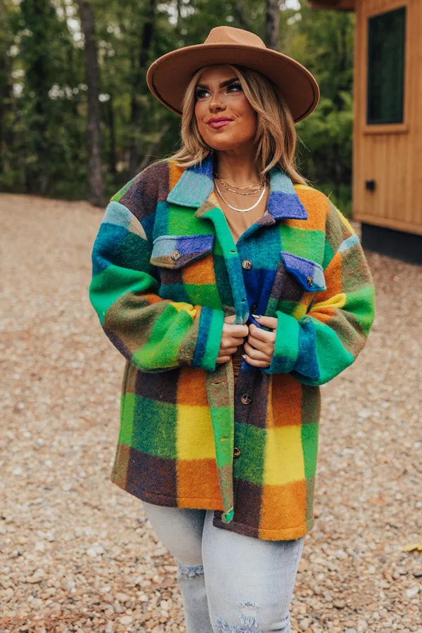 Apple Cider Delight Plaid Jacket In Blue Curves sold by Impressions product image thumbnail 5