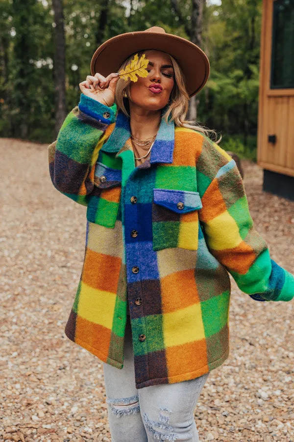 Apple Cider Delight Plaid Jacket In Blue Curves sold by Impressions product image thumbnail 4