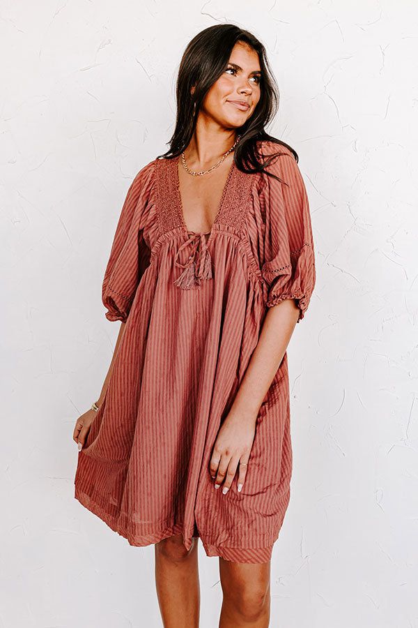 Writers Retreat Babydoll Dress In Rust sold by Impressions product image thumbnail 2
