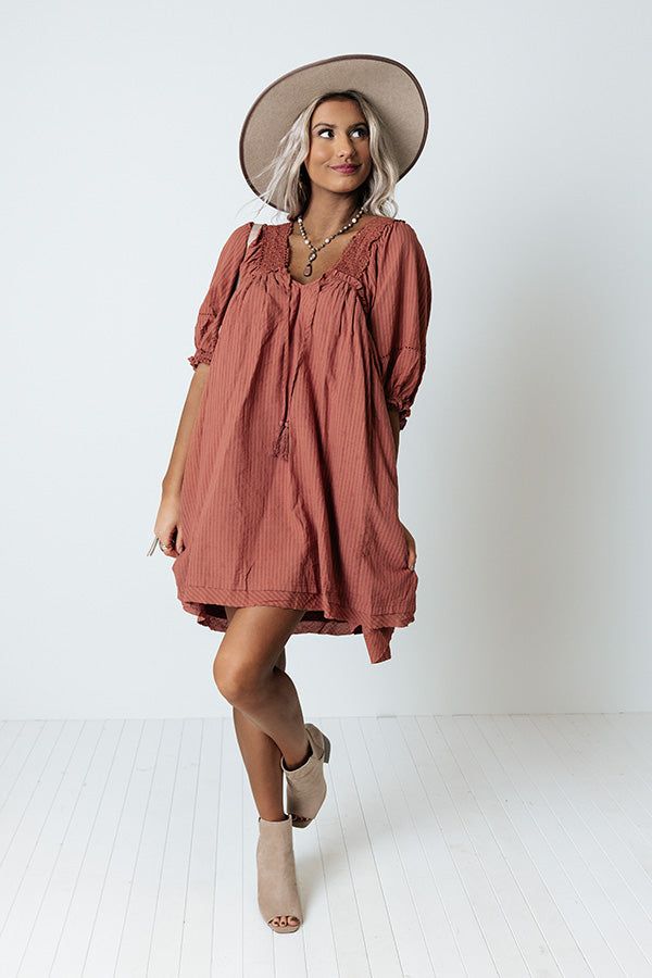Writers Retreat Babydoll Dress In Rust sold by Impressions product image thumbnail 4