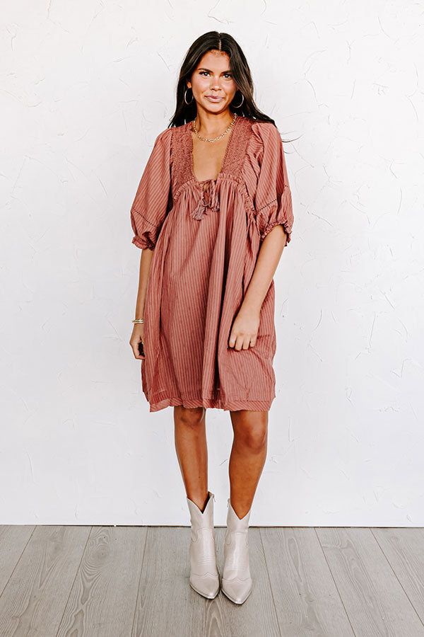 Writers Retreat Babydoll Dress In Rust sold by Impressions