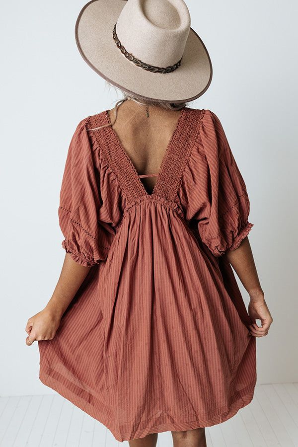Writers Retreat Babydoll Dress In Rust sold by Impressions product image thumbnail 5