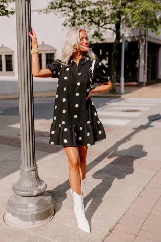 Take The Time Embroidered Mini Dress In Black sold by Impressions