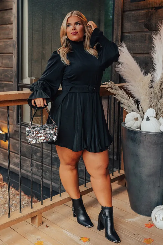 Prosecco Splash Mini Dress In Black Curves sold by Impressions