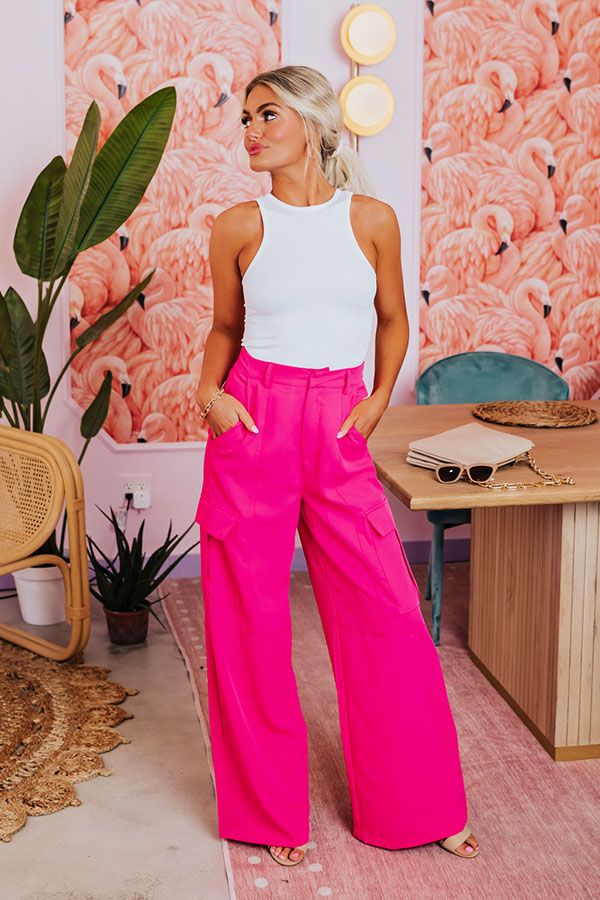 The Nikki High Waist Trousers In Hot Pink sold by Impressions