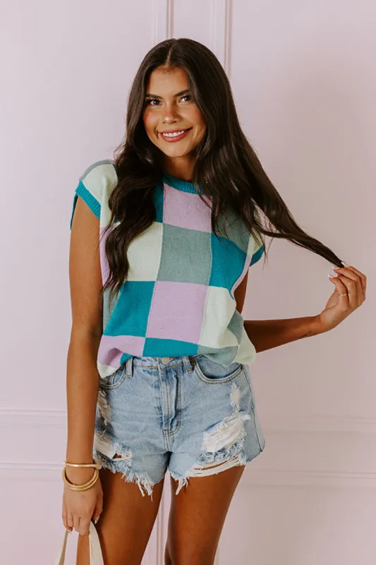 Cinnamon Lane Sweater Vest In Turquoise sold by Impressions