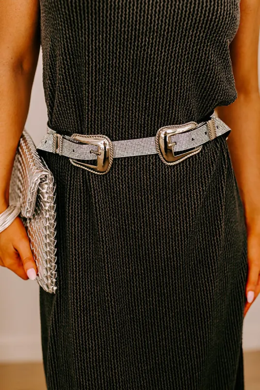 Driving Country Roads Rhinestone Belt In Silver sold by Impressions