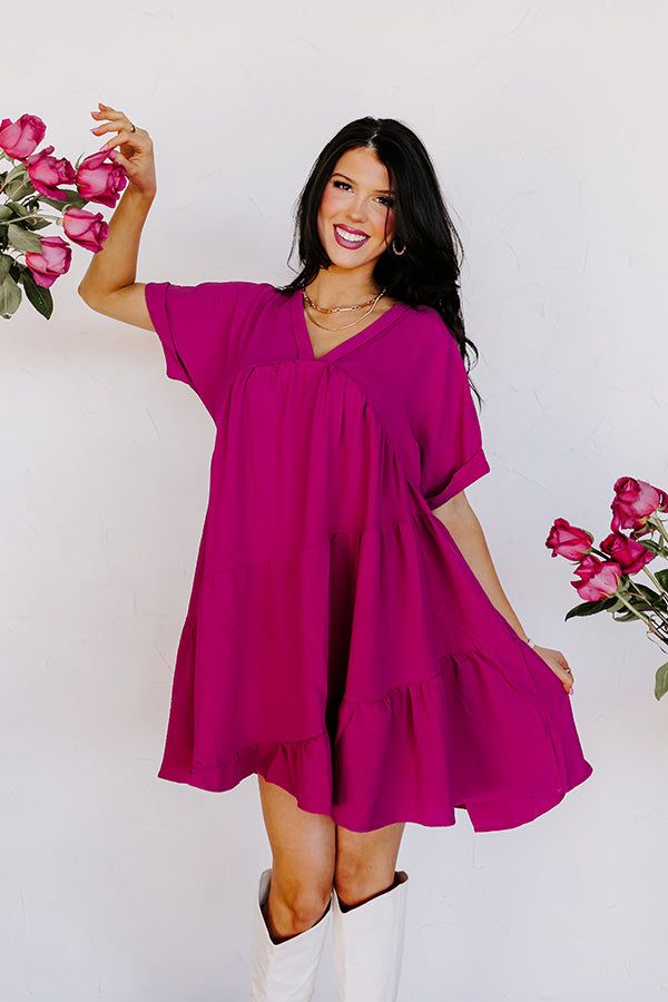 My Kind Of Night Babydoll Dress in Berry sold by Impressions