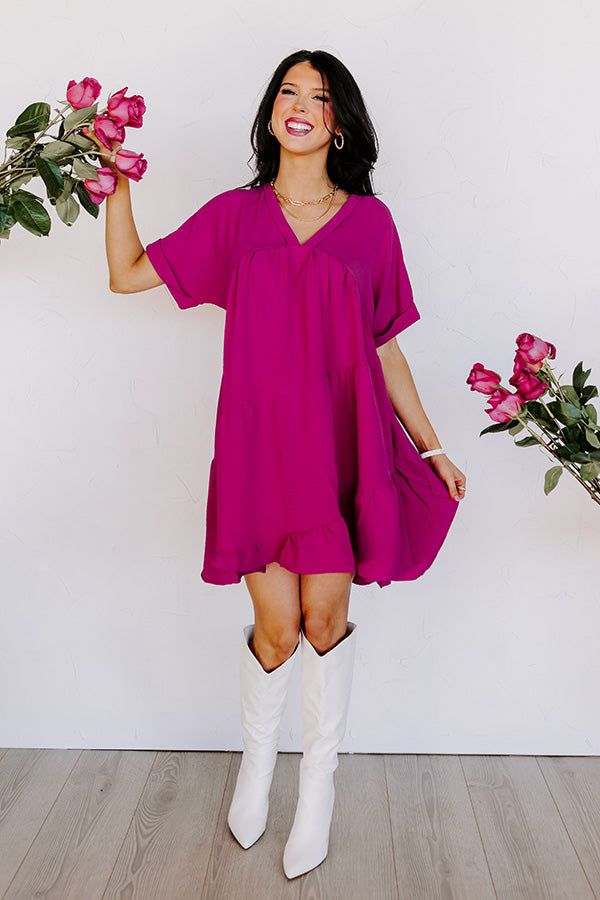 My Kind Of Night Babydoll Dress in Berry sold by Impressions product image thumbnail 2