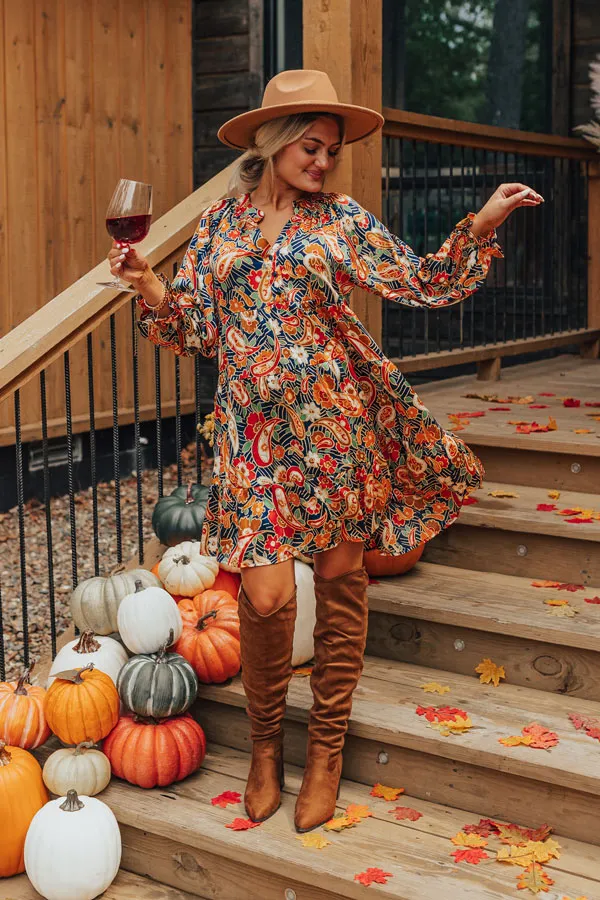 Slow Song Swaying Shift Dress in Navy sold by Impressions