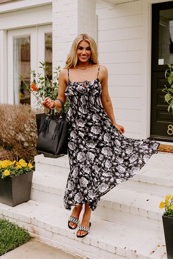 Lovely Lagoon Floral Midi In Black sold by Impressions
