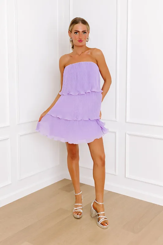 Paris Dreamer Pleated Dress In Lavender sold by Impressions