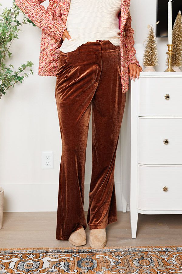 All The Hits High Waist Velvet Pants In Brown sold by Impressions product image thumbnail 4