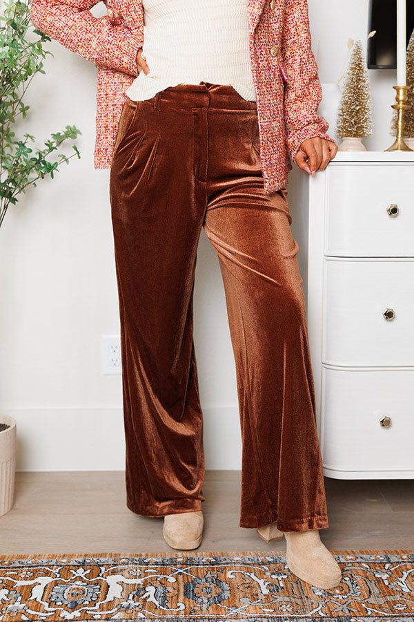 All The Hits High Waist Velvet Pants In Brown sold by Impressions product image thumbnail 2