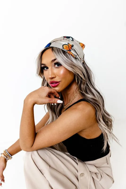 Satin Hair Scarf in Retro Butterfly sold by Impressions