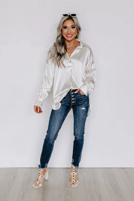 Siren Song Satin Shift Top In Cream sold by Impressions