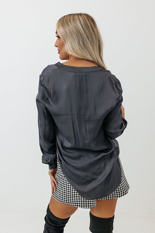 London Skyline Satin Top In Charcoal sold by Impressions product image thumbnail 5