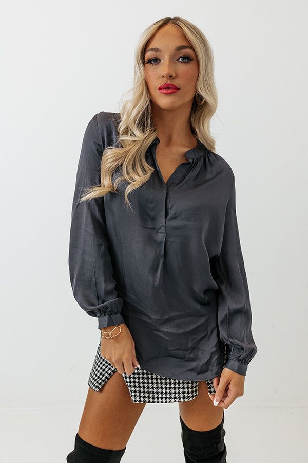 London Skyline Satin Top In Charcoal sold by Impressions product image thumbnail 3