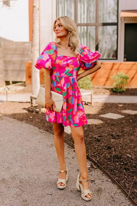 Cherished Charm Babydoll Mini Dress in Hot Pink sold by Impressions