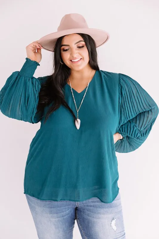 Sparks And Kisses Shift Top In Teal Curves sold by Impressions