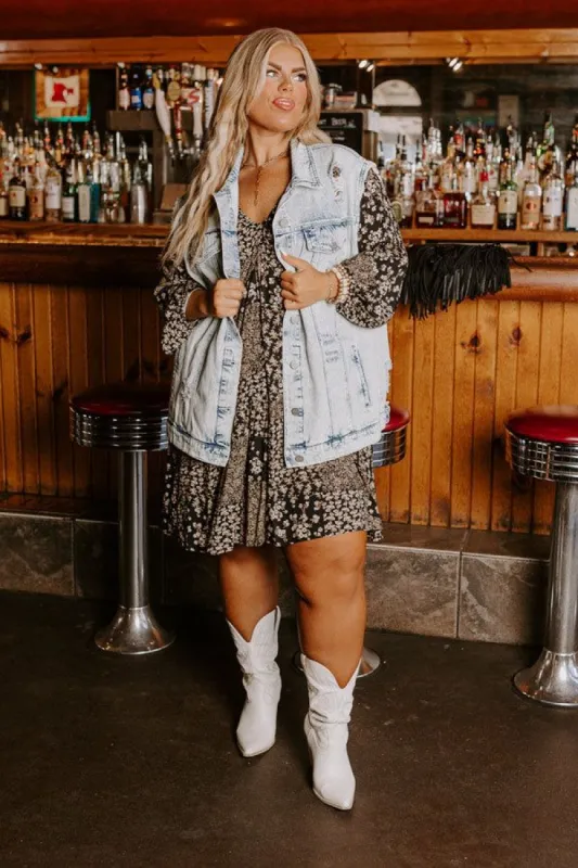 The Addison Distressed Denim Vest Curves sold by Impressions