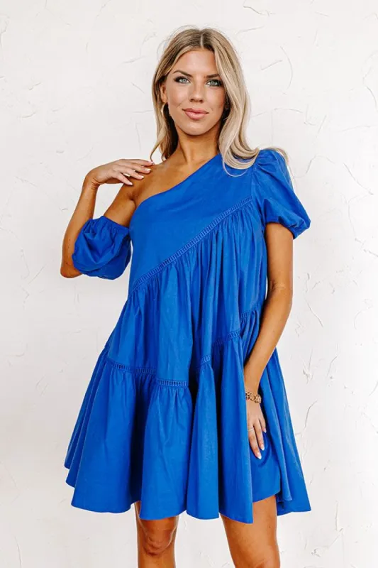 Champagne Boardwalk Mini Dress In Royal Blue sold by Impressions