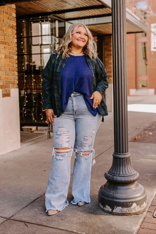 The Aubree High Waist Distressed Flare Curves sold by Impressions