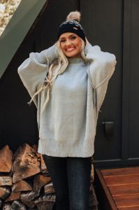 Full Of Warmth Tunic Sweater In Grey sold by Impressions