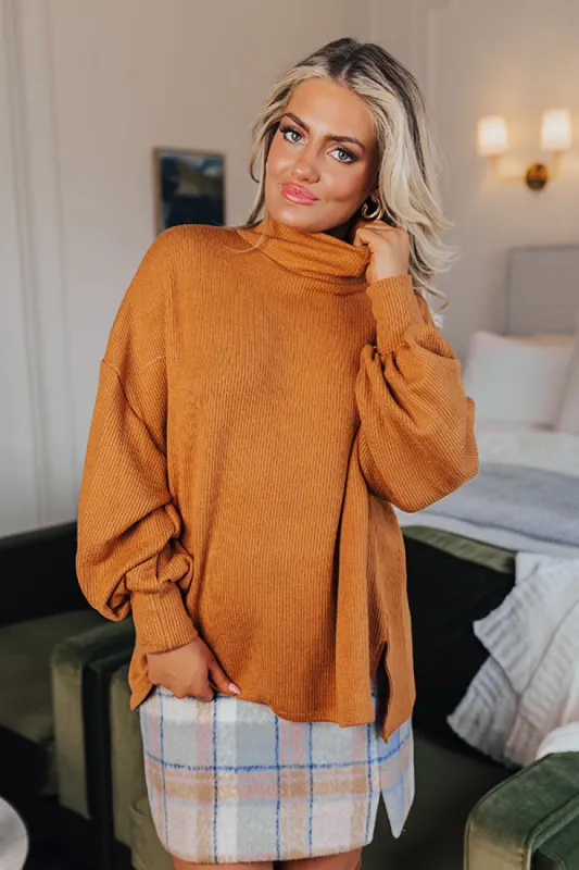 Easy To Style Ribbed Sweater Top in Camel sold by Impressions
