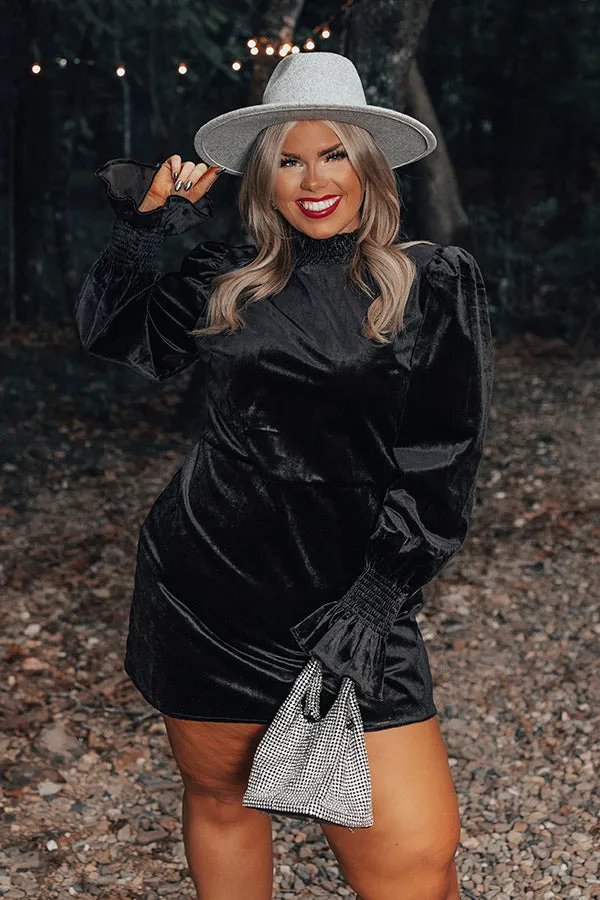 Fashionably Late Velvet Mini Dress In Black Curves sold by Impressions product image thumbnail 4