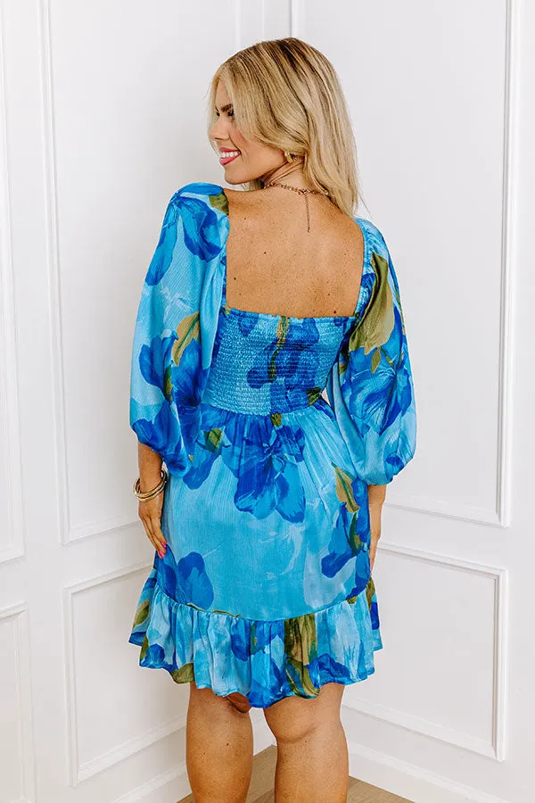 Sweethearts Floral Mini Dress in Blue Curves sold by Impressions product image thumbnail 4