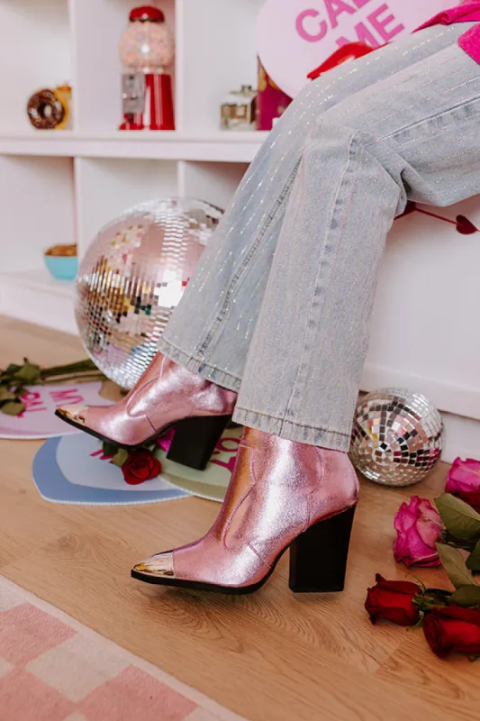 The Kaylie Metallic Bootie In Pink sold by Impressions