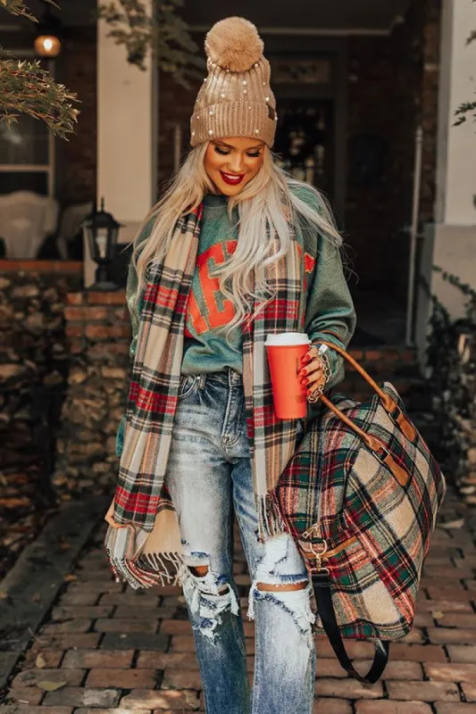 Escape The Chill Plaid Scarf sold by Impressions