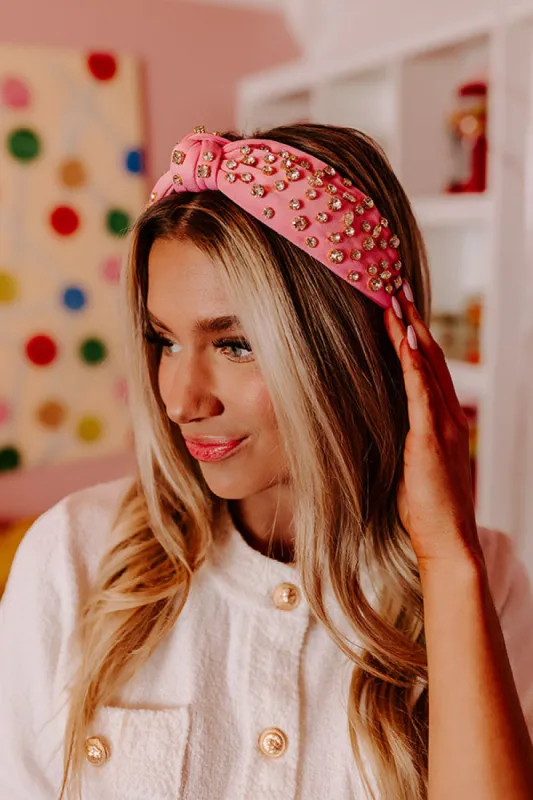 Glittery Confessions Rhinestone Headband In Pink sold by Impressions