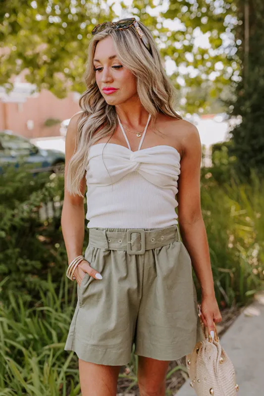 Santa Monica Outing Knit Halter Top in White sold by Impressions