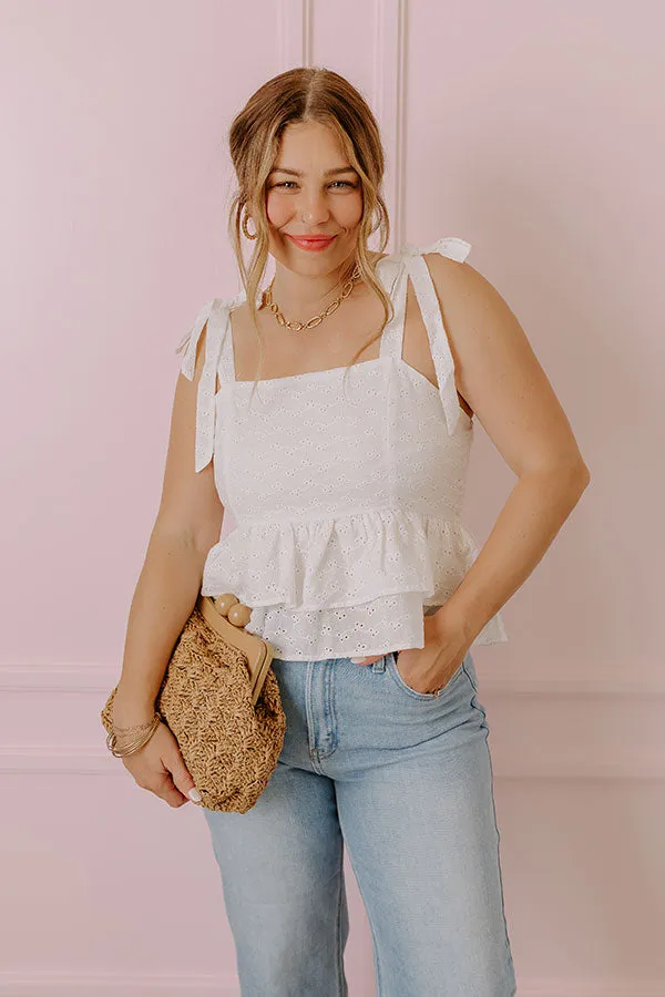 Bermuda Eyelet Tank In White sold by Impressions