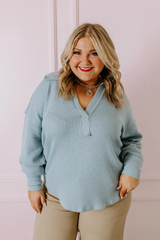 Coffee Run Cutie Shift Top in Sky Blue Curves sold by Impressions