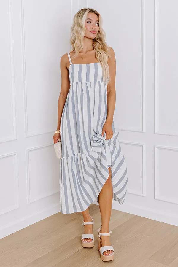 Driving To The Coast Stripe Midi in Blue sold by Impressions
