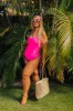 Ride The Tide One Piece Swimsuit in Hot Pink Curves sold by Impressions