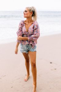 Cancun Crushing Front Tie Top In Pink sold by Impressions