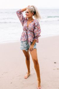 Cancun Crushing Front Tie Top In Pink sold by Impressions